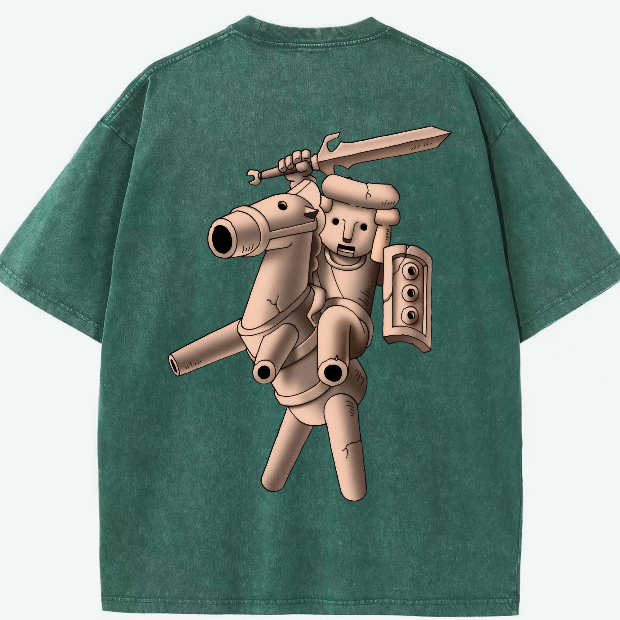 （画像用） ドラゴンクエスト Doragon Kuesuto Dragon Quest 綿100% ヴィンテージ風 半袖Tシャツ（背面プリント）